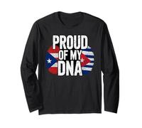 Proud of My DNA Puerto Rican Cuban Roots Manche Longue