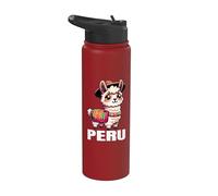 Proud Peruvian Llama Parade: Cultural Peru Pride Souvenir Stainless Steel Insulated Water Bottle