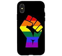 Proud Raised Fist in Rainbow Colors Lesbian Gay Rights Coque pour iPhone X/XS