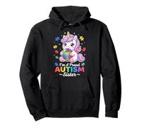 Proud Sister Autism Awareness Unicorn Puzzle Piece Girls Sweat à Capuche