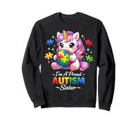 Proud Sister Autism Awareness Unicorn Puzzle Piece Girls Sweatshirt