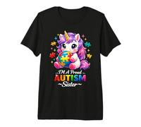 Proud Sister Autism Awareness Unicorn Puzzle Piece Girls T-Shirt Haut de Gamme