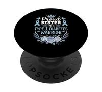 Proud Sister of Type 1 Diabetic Warrior Design Diabetes PopSockets PopGrip Adhésif