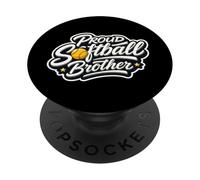 Proud Softball Brother Player Game Day Sister Family Support PopSockets PopGrip Adhésif