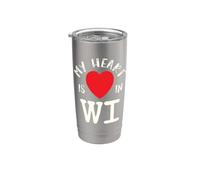 Proud State My Heart Is In WI Wisconsin Gobelet isotherme en acier inoxydable double paroi