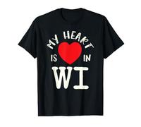 Proud State My Heart is in WI Wisconsin T-Shirt Graphique avec Valeur