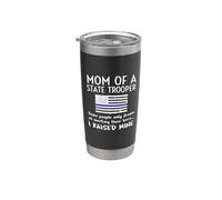 Proud State Trooper Mom Mother Thin Blue Line Drapeau américain Gobelet isotherme en acier inoxydable double paroi