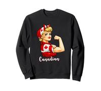Proud Strong Canadian Girl Woman Girlfriend Canada Flag Sweatshirt