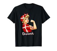 Proud Strong Danish Girl Woman Girlfriend Denmark Flag T-Shirt