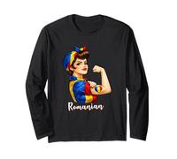 Proud Strong Romanian Girl Woman Girlfriend Romania Flag Manche Longue