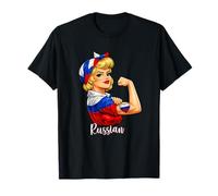 Proud Strong Russian Girl Woman Girlfriend Russia Flag T-Shirt