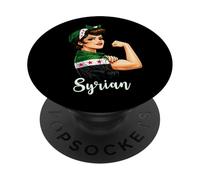 Proud Strong Syrian Girl Woman Girlfriend New Syria Flag PopSockets PopGrip Adhésif