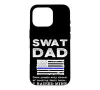 Proud SWAT Dad Special Forces Father Drapeau américain Fin Ligne Bleue Coque pour iPhone 16 Pro