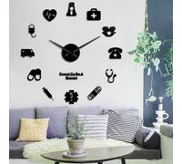 Proud To Be A Nurse Horloge murale 3D à faire soi-même effet miroir pour pharmacie et hôpital Noir 68,6 cm