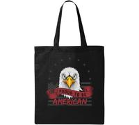 Proud to Be American Bald Eagle Graphic Natural Ecologique Sac fourre-tout en coton Noir, Noir , Taille unique