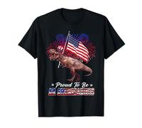 Proud to Be an Amerisaurus T Rex Dinosaur 4th July Patriotic T-Shirt