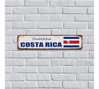 Proud to Be from Costa Rica - Décoration d'intérieur en métal pour porche, garage, chambre - 10,2 x 45,7 cm - Bannière internationale en métal pour extérieur