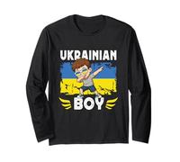 Proud Ukrainian Boy Dab Pose Ukrainian Son Guy Ukraine Flag Manche Longue