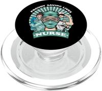Proudly Saving Lives Nurse Funny for Nurses PopSockets PopGrip pour MagSafe