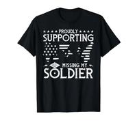Proudly Supporting Our Troops & Missing My Soldier T-Shirt Graphique avec Valeur, Homme, Noir, S