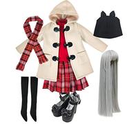 Proudoll Daily Outfits Perruque Chapeau T-Shirt Jupe Chaussette Manteau Bottes Écharpe Vêtements pour Poupée BJD 1/3 Poupées 60 cm (Accessoires seuls (sans poupe), Beige-SLL)