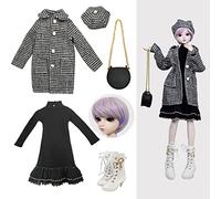 Proudoll Poupée 1/3 BJD 60 cm 61 cm SD Ball Jointed Dolls Vêtements d'hiver Ensembles de vêtements et d'accessoires (02 Noir et Blanc)