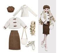 Proudoll Poupée 1/3 BJD 60 cm 61 cm SD Ball Jointed Dolls Vêtements d'hiver Ensembles de vêtements et d'accessoires (01-Marron et Blanc)