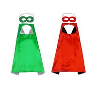 Proumhang 2 Pièces Masques de Cape Halloween Noël Carnaval Jour des Enfants Fête d'anniversaire Cosplay Performance Costume Capes de Super-héros pour Enfants de 1 à 9 ans Rouge + Vert