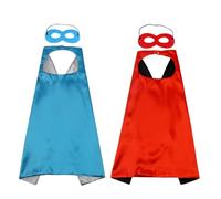 Proumhang 2 Pièces Masques de Cape Halloween Noël Carnaval Jour des Enfants Fête d'anniversaire Cosplay Performance Costume Capes de Super-héros pour Enfants de 1 à 9 ans Rouge + Bleu Ciel