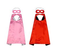 Proumhang 2 Pièces Masques de Cape Halloween Noël Carnaval Jour des Enfants Fête d'anniversaire Cosplay Performance Costume Capes de Super-héros pour Enfants de 1 à 9 ans Rouge + Rose