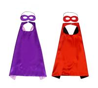 Proumhang 2 Pièces Masques de Cape Halloween Noël Carnaval Jour des Enfants Fête d'anniversaire Cosplay Performance Costume Capes de Super-héros pour Enfants de 1 à 9 ans Rouge + Violet