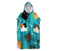 Proumhang Adulte Serviette de Plage,Serviette de Bain à Capuche Microfibre,Peignoir à Langer,Série Cartoon,Changement de Combinaison,Couverture de Poncho pour Plage,Surf,Natation,80 x 140cm,Style 12
