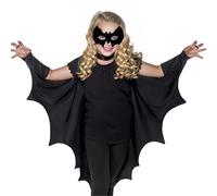 Proumhang Ailes de Chauve-Souris Cape Noir Avec masque de chauve-souris Enfants Déguisement Vampire Costume Halloween