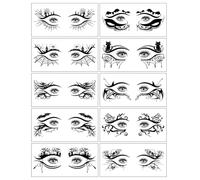 Proumhang Autocollants d'Eyeliner Temporaires Autoadhésifs pour Halloween, Festivals et Fêtes Costumées - Décors Cosmétiques Visage Femmes/Filles,(10 Paires) A
