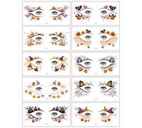 Proumhang Autocollants d'Eyeliner Temporaires Autoadhésifs pour Halloween, Festivals et Fêtes Costumées - Décors Cosmétiques Visage Femmes/Filles,(10 Paires) E