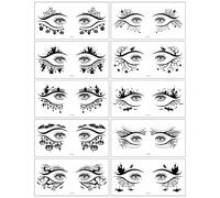 Proumhang Autocollants d'Eyeliner Temporaires Autoadhésifs pour Halloween, Festivals et Fêtes Costumées - Décors Cosmétiques Visage Femmes/Filles,(10 Paires) C