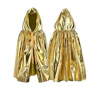 Proumhang Cape à Capuche Brillante pour Halloween pour Enfants Robe Cape à Capuchon pour Costume d'Halloween Robe de Cosplay Roi Prince Princesse pour Garçons Filles Or 100cm