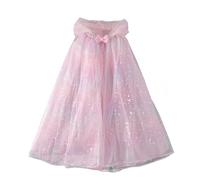Proumhang Cape à Capuche en Tulle pour Filles Cape en Maille Cape à Paillettes Halloween Noël Carnaval Jour des Enfants Princesse Fête d'anniversaire Cosplay Costume Rose