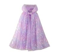 Proumhang Cape à Capuche en Tulle pour Filles Cape en Maille Cape à Paillettes Halloween Noël Carnaval Jour des Enfants Princesse Fête d'anniversaire Cosplay Costume Violet