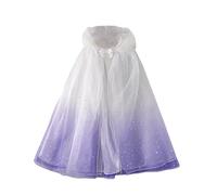 Proumhang Cape à Capuche en Tulle pour Filles Cape en Maille Cape à Paillettes Halloween Noël Carnaval Jour des Enfants Princesse Fête d'anniversaire Cosplay Costume Blanc+Violet