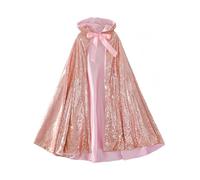 Proumhang Cape à Capuche pour Filles Cape à Deux Couches Cape à Paillettes pour Enfants Halloween Noël Carnaval Journée des Enfants Princesse Anniversaire Fête Cosplay Costume Champagne L