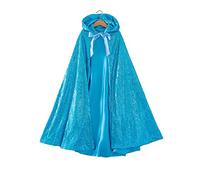 Proumhang Cape à Capuche pour Filles Cape à Deux Couches Cape à Paillettes pour Enfants Halloween Noël Carnaval Journée des Enfants Princesse Anniversaire Fête Cosplay Costume Bleu L