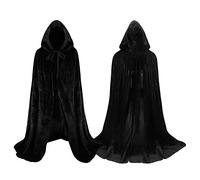 Proumhang Cape à capuchon Velours Enfant Vampire Magicien Déguisement Costume Halloween Noël Easter Carnaval Noir L