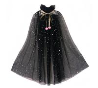 Proumhang Cape de Princesse pour Filles,Cape de Princesse Colorée,Robe de Princesse en Tulle avec Sequins Scintillants,Cadeau de Fête pour Les Filles Noir L