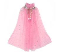 Proumhang Cape de Princesse pour Filles,Cape de Princesse Colorée,Robe de Princesse en Tulle avec Sequins Scintillants,Cadeau de Fête pour Les Filles Rose L