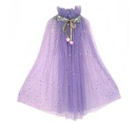 Proumhang Cape de Princesse pour Filles,Cape de Princesse Colorée,Robe de Princesse en Tulle avec Sequins Scintillants,Cadeau de Fête pour Les Filles Violet L
