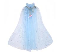 Proumhang Cape de Princesse pour Filles,Cape de Princesse Colorée,Robe de Princesse en Tulle avec Sequins Scintillants,Cadeau de Fête pour Les Filles Bleu Clair L