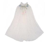 Proumhang Cape de Princesse pour Filles,Cape de Princesse Colorée,Robe de Princesse en Tulle avec Sequins Scintillants,Cadeau de Fête pour Les Filles Blanc L