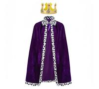 Proumhang Cape de Roi pour Enfants,Cape de Prince pour Enfants,Cape de Couronnement,Costume de Nativité Médiévale pour Halloween,Noël,Carnaval,Jeu de Rôle,80cm,Violet avec Couronne