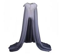 Proumhang Cape en Tulle et Plumes,Cape Noir Steampunk Col Plume Cape Sorcière,Cape en Plumes pour Haussement d'épaules,Cape Gothique de Méchante Sorcière,Costume d'halloween Cosplay,Blanc,180cm